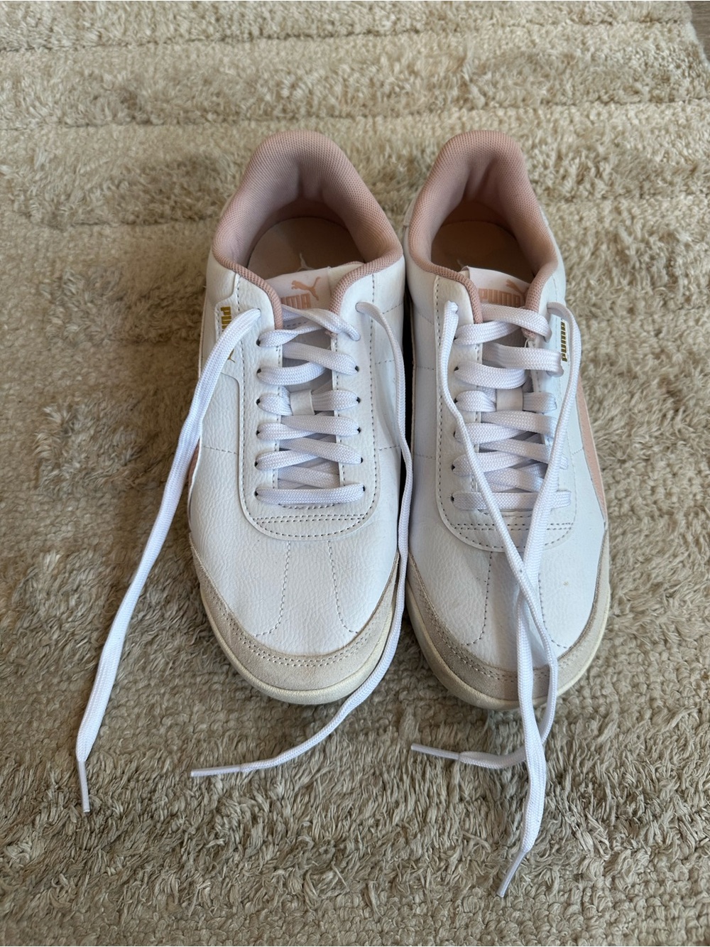 Puma White Sneakers with Blush Pink Accents
